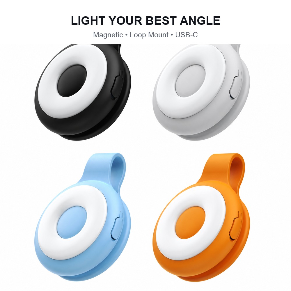 Photography Lighting Portable - ไฟเซลฟี่ LED แบบพกพาพร้อมคลิปแม่เหล็ก 5 ระดับแสง แสงวอร์มไลท์และคูลไลท์
