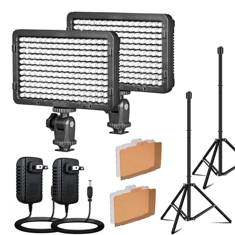 Photography Umbrella Lighting Kit - ไฟ LED สตรีมมิ่งสำหรับสตูดิโอถ่ายภาพ2แพ็ค176ไฟสำหรับถ่ายภาพวิดีโอชุดไฟถ่ายภาพสำหรับถ่ายภาพกล้องบันทึกวีดีโอ