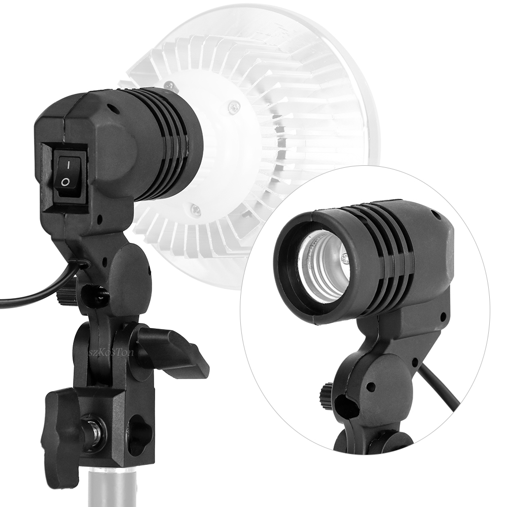 Photography Umbrella Lighting Kit - SINGLE HEAD ผู้ถือหลอดไฟ E27 ซ็อกเก็ตแฟลชร่มวงเล็บภาพหลอดไฟสําหรับสตูดิโอถ่ายภาพอุปกรณ์เสริม US