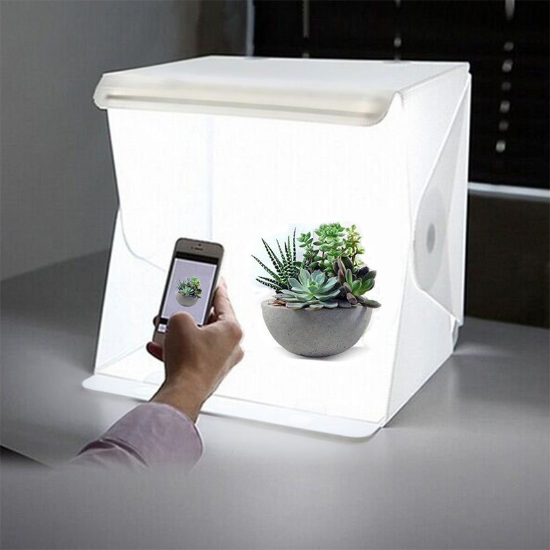 Photography Lighting Portable - LED กล่องไฟถ่ายภาพสตูดิโอกล่องโต๊ะถ่ายภาพ Lightbox แบบพกพา Photobox 2พื้นหลัง