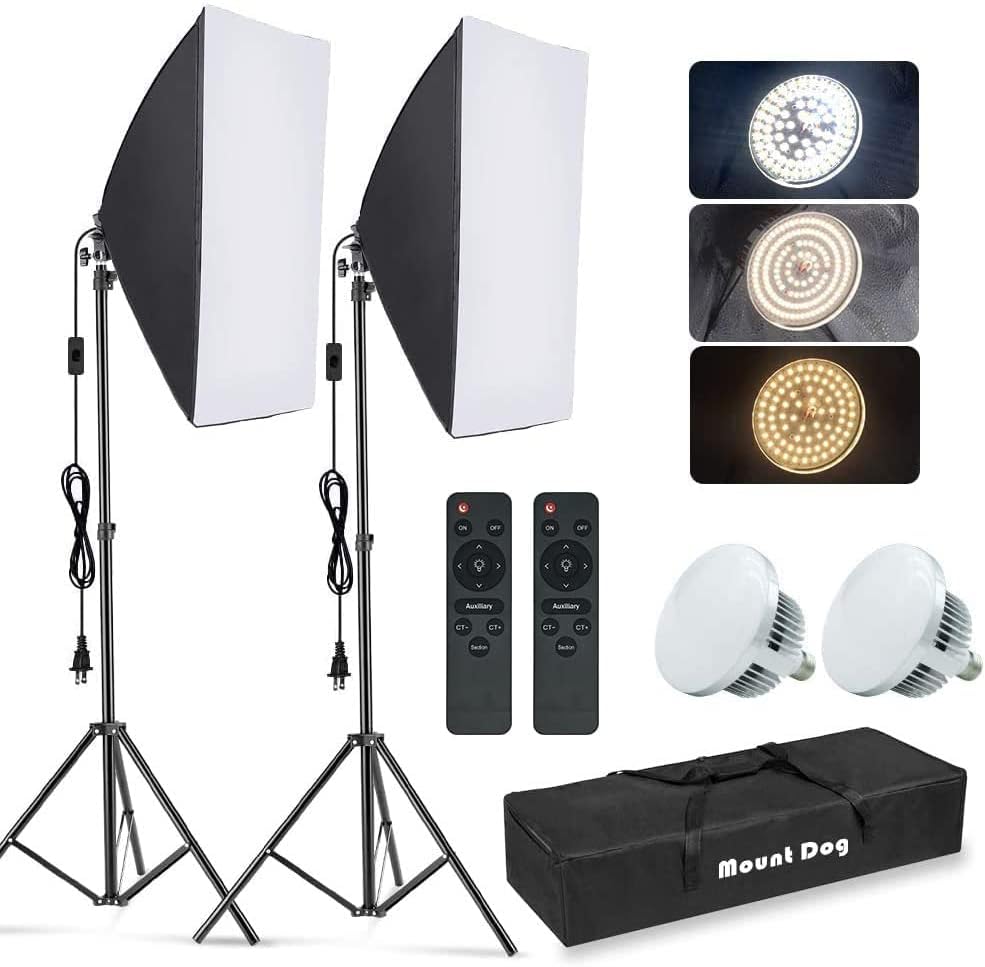 Photography Lighting For Portraits - ชุดไฟสตูดิโอซอฟต์บ็อกซ์สำหรับถ่ายภาพ, 2 ชุด ขนาด 19.7