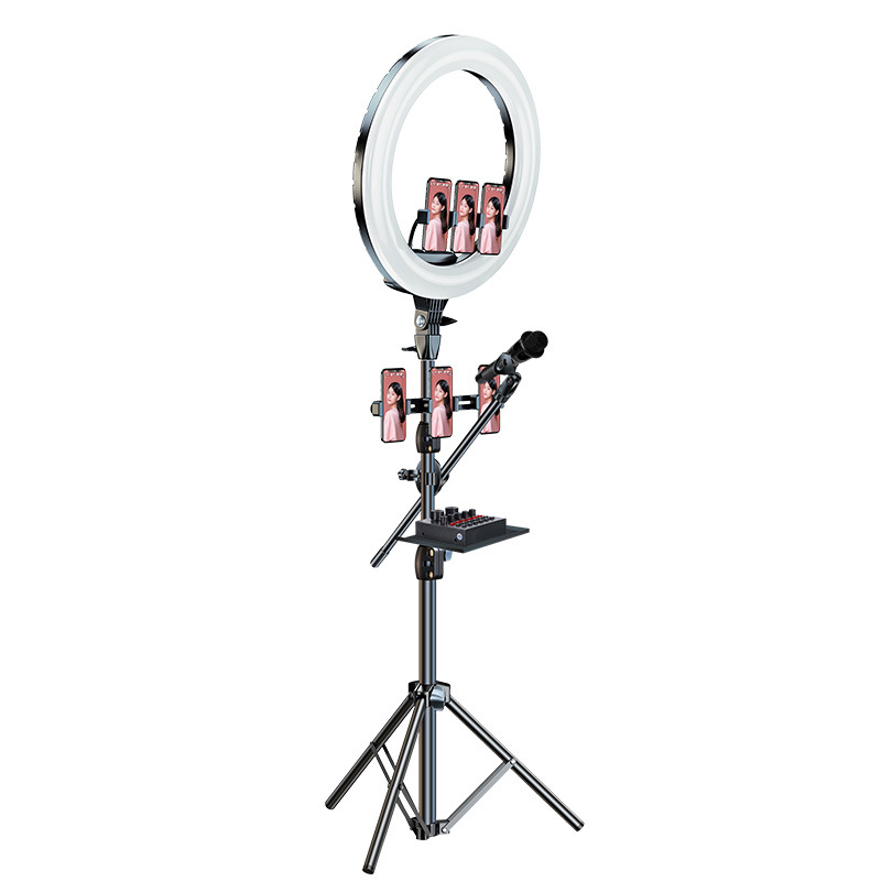 Photography Mobile Lighting - ไฟสตูดิโอขนาด 18 นิ้ว สำหรับไลฟ์สด ไฟเติมแสงสำหรับโทรศัพท์มือถือ พร้อมขาตั้ง