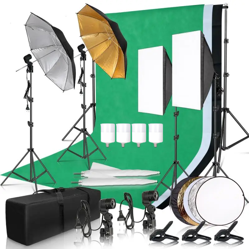 Photography Umbrella Lighting Kit - ชุดไฟถ่ายภาพ ร่มถ่ายภาพ ฉากหลังถ่ายภาพ ฉากถ่ายภาพแบบพกพา ซอฟต์บ็อกซ์ ขาตั้งไฟ