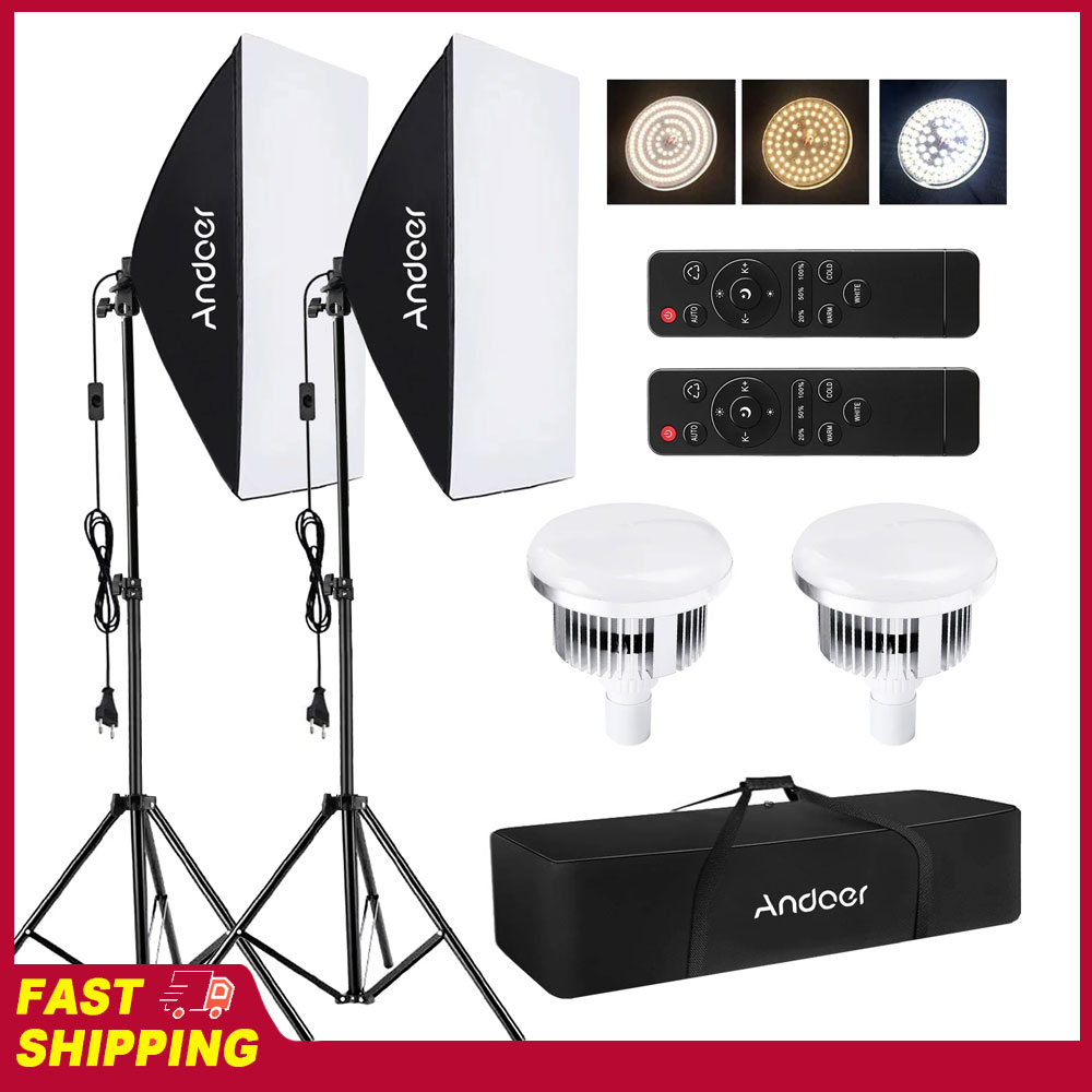 Photography Umbrella Lighting Kit - ชุดไฟสตูดิโอ Andoer Softbox พร้อมไฟ LED 85W