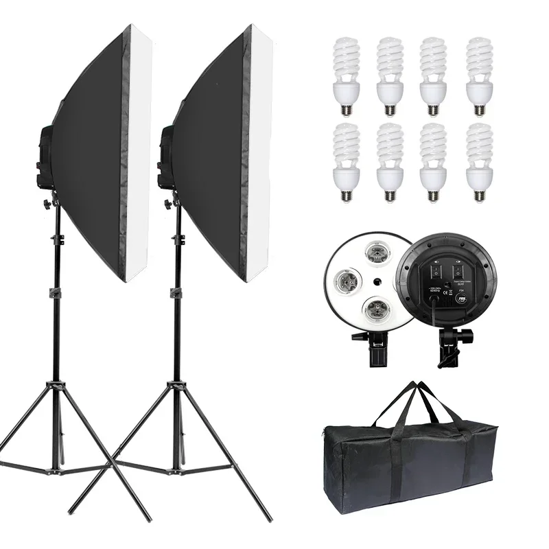 Photography Lighting For Portraits - ชุดไฟสตูดิโอถ่ายภาพพร้อมหัวหลอด E27 4in1 สำหรับถ่ายภาพบุคคล วิดีโอ และสินค้า