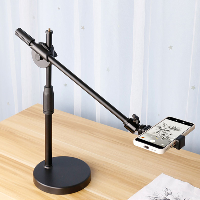 Photography Mobile Lighting - ขาตั้งกล้องเหนือศีรษะพร้อมไฟวงแหวนโต๊ะโต๊ะขาตั้งถ่ายภาพขาตั้งกล้องพร้อมที่วางโทรศัพท์มือถือแขนบูมสําหรับการถ่ายภาพเล็บ