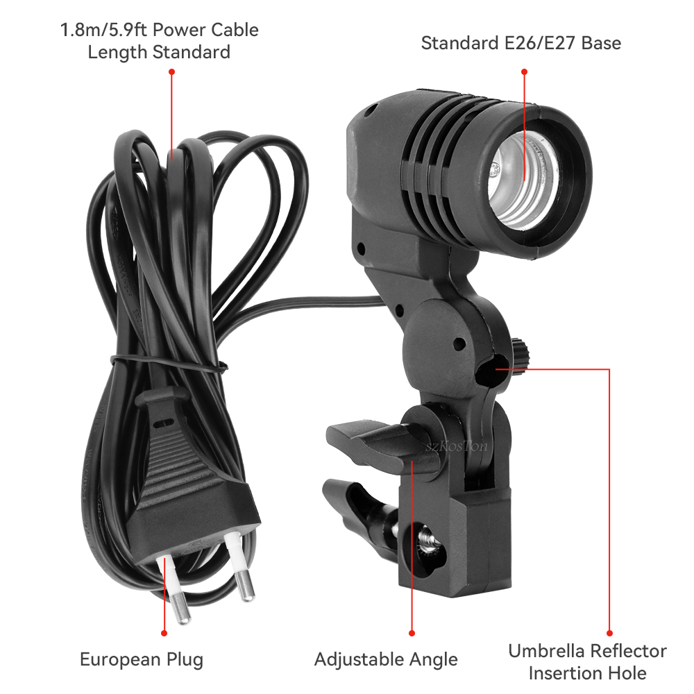 SINGLE HEAD ผู้ถือหลอดไฟ E27 ซ - Photography Umbrella Lighting Kit บทวิจารณ์และราคา