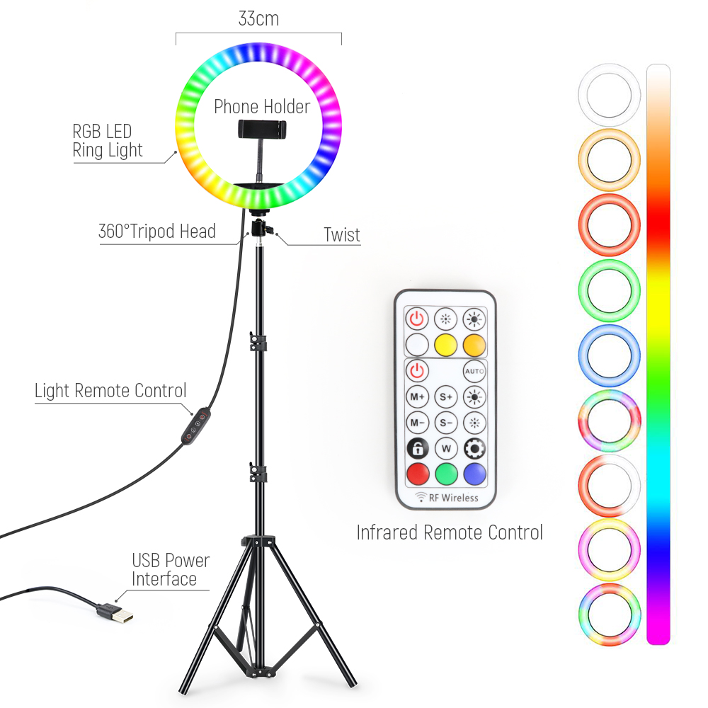 13นิ้ว RGB Led Selfie 0.5M 1.6 - Photography Lighting Circle บทวิจารณ์และราคา