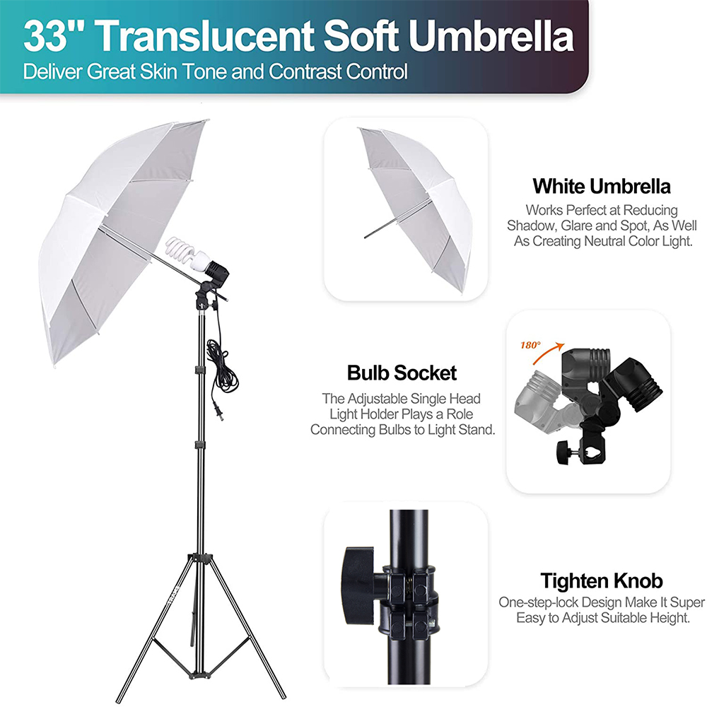 ชุดอุปกรณ์สตูดิโอถ่ายภาพราคาปร - Photography Umbrella Lighting Kit บทวิจารณ์และราคา